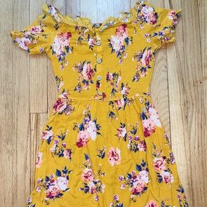 Women’s Yellow Floral Off The Shoulder Dress